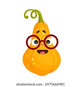 Funny, cartoon character of autumn pumpkin. Vector graphics.