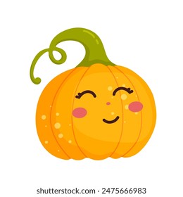 Funny, cartoon character of autumn pumpkin. Vector graphics.