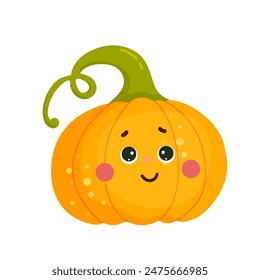 Funny, cartoon character of autumn pumpkin. Vector graphics.