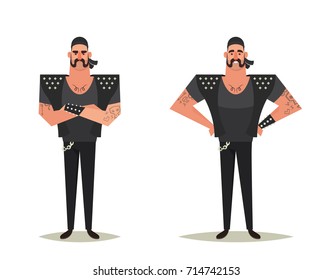 Funny Cartoon Character: Biker. Vector Illustration