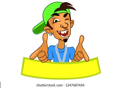 Funny cartoon character with blank sticker