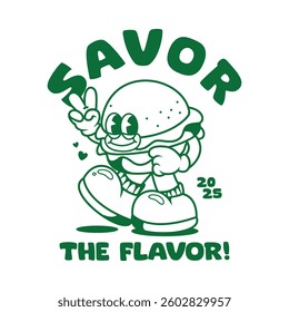 Funny cartoon character of burger Graphic Design for T shirt Street Wear and Urban Style	
