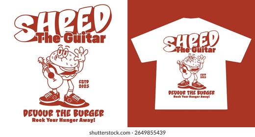 Funny cartoon character of burger Graphic Design for T shirt Street Wear and Urban Style