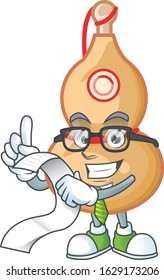 A funny cartoon character of chinese wine bottle with a menu