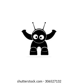 Funny cartoon character cosmonaut who wants to scare isolated on a white background.