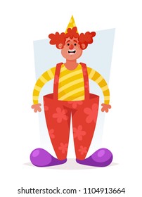 Funny Cartoon Character. Cute Clown. Vector Illustration