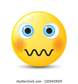Funny cartoon character. Face with emotions. Facial expression. Vector illustration.