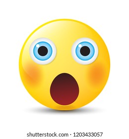 Funny cartoon character. Face with emotions. Facial expression. Vector illustration.
