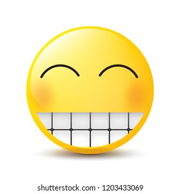 Funny cartoon character. Face with emotions. Facial expression. Vector illustration.