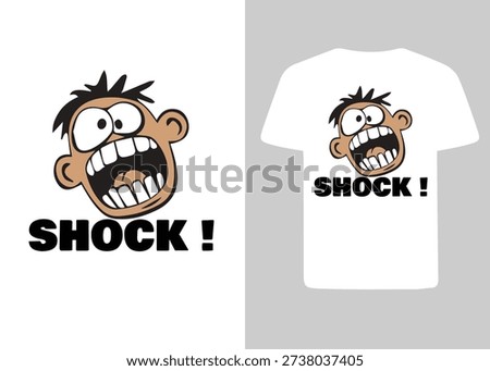 Funny cartoon character face with a shocked expression and open mouth
