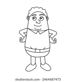funny cartoon character, fat cartoon man, vector illustration