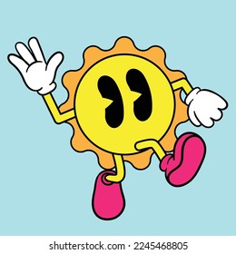 funny cartoon character with hands and feet. Sticker, poster, print Vector illustration in a retro cartoon style