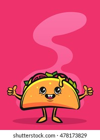 Funny Cartoon Character. Happy Taco. Colorful Vector Illustration