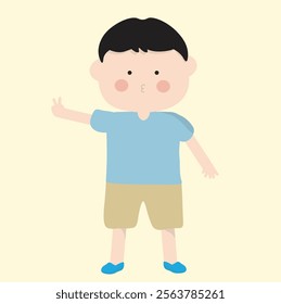 Funny Cartoon Character Kid chubby Vector Illustration