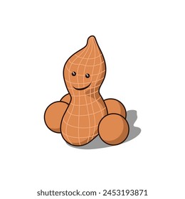Funny cartoon character, logo, icon from peanut vector