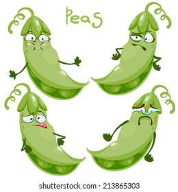 Funny cartoon character with many expressions peas