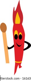 Funny cartoon character with match