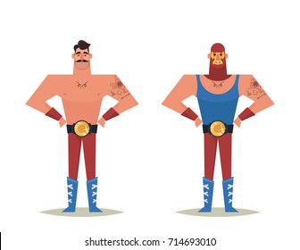 Funny Cartoon Character: Mexican Fighter (Lucha Libre). Vector Illustration