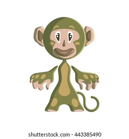 Funny cartoon character Monkey boy dark green