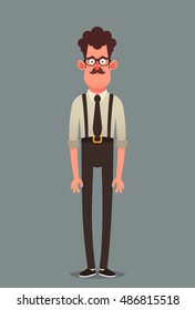 Funny Cartoon Character: Office Worker. Vector Illustration