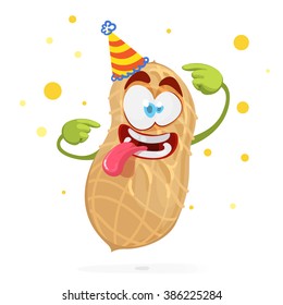 Funny cartoon character peanuts in a celebratory cap