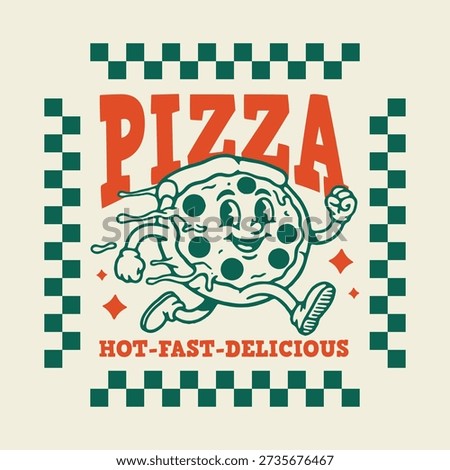 Funny cartoon character of pizza Graphic Design for T shirt Street Wear and Urban Style	
