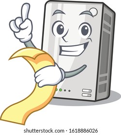 A funny cartoon character of power bank with a menu