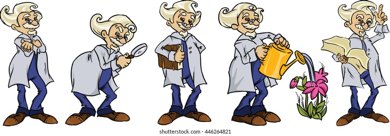 Funny cartoon character professor.Vector illustration.