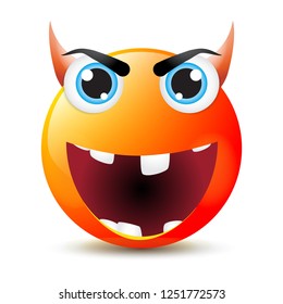 Funny cartoon character. Red face with emotions. Facial expression. Vector illustration.