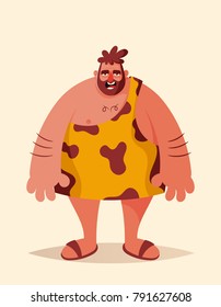 Funny Cartoon Character. Savage Man. Vector Illustration