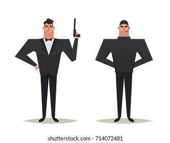 Funny Cartoon Character: Secret Agent. Vector Illustration