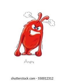 Funny Cartoon Character Showing / Expressing Emotions: Angry