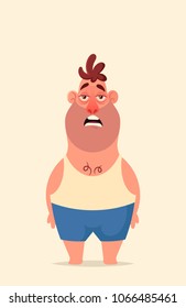 Funny Cartoon character. Sleepy Man. Vector Illustration