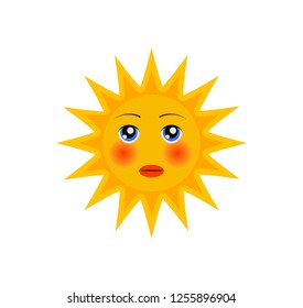 funny cartoon character of sun with ruddy cheeks