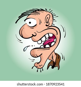 Caricatura divertida con una cara sorprendida