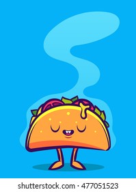 Funny Cartoon Character. Tasty Taco. Colorful Vector Illustration