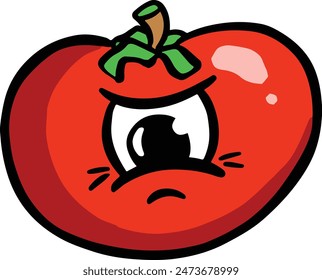 Funny Cartoon Character Tomato Illustration Logo or Mascot Vector