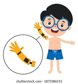 Funny Cartoon Character Using Prosthesis