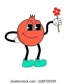 Ein lustiger Cartoon-Charakter. Vektorgrafik von Pomegranat. Comic-Element im trendigen Retro-Cartoon-Stil.