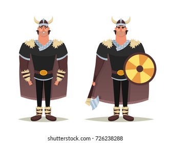 Funny Cartoon Character: Viking. Vector Illustration