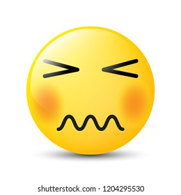 Funny cartoon character. Yellow face with emotions. Facial expression. Vector illustration.
