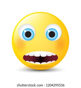 Funny cartoon character. Yellow face with emotions. Facial expression. Vector illustration.