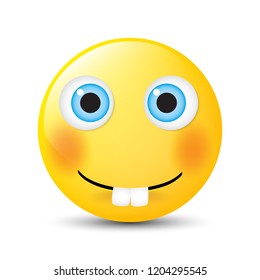 Funny cartoon character. Yellow face with emotions. Facial expression. Vector illustration.