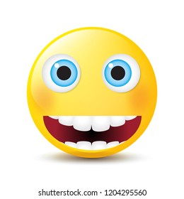 Funny cartoon character. Yellow face with emotions. Facial expression. Vector illustration.