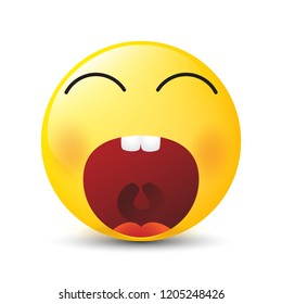 Funny cartoon character. Yellow face with emotions. Facial expression. Vector illustration.