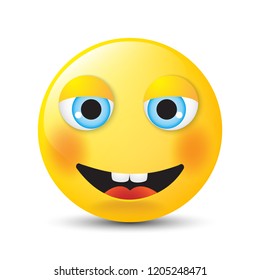 Funny cartoon character. Yellow face with emotions. Facial expression. Vector illustration.