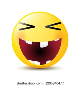 Funny cartoon character. Yellow face with emotions. Facial expression. Vector illustration.