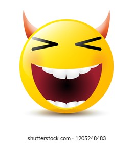 Funny cartoon character. Yellow face with emotions. Facial expression. Vector illustration.