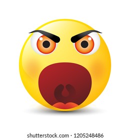 Funny cartoon character. Yellow face with emotions. Facial expression. Vector illustration.