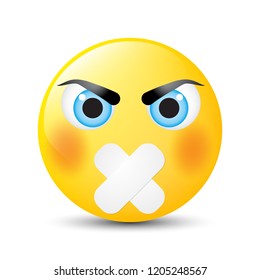 Funny cartoon character. Yellow face with emotions. Facial expression. Vector illustration.